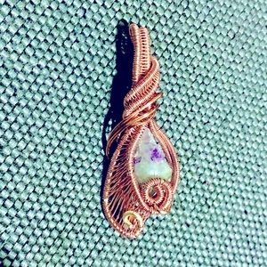 Handmade wire wrapped fluorite pendant